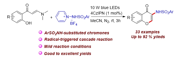 # 104 Photoredox-catalyzed tandem cyclization of enaminones with N-sulfonylaminopyridinium salts toward the synthesis of