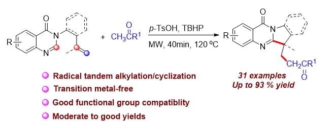 # 112 Acid-catalyzed radical tandem alkylation/cyclization of unactivated alkenes with ketones: Access to ketoalkyl-subs