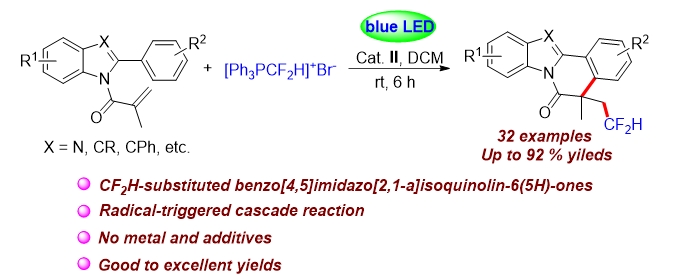 # 114 Photoredox-catalyzed tandem difluoromethylation/cyclization of 1-acryloyl-2-arylbenzimidazole for the synthesis of